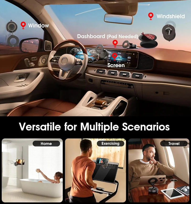 MagStik™ Magnetic Vacuum Phone Mount – Secure 360° Grip