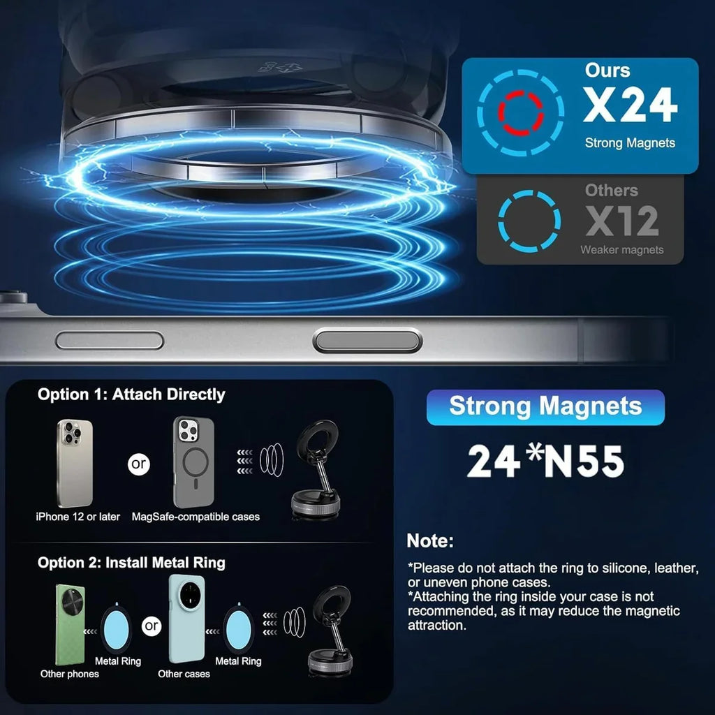 MagStik™ Magnetic Vacuum Phone Mount – Secure 360° Grip