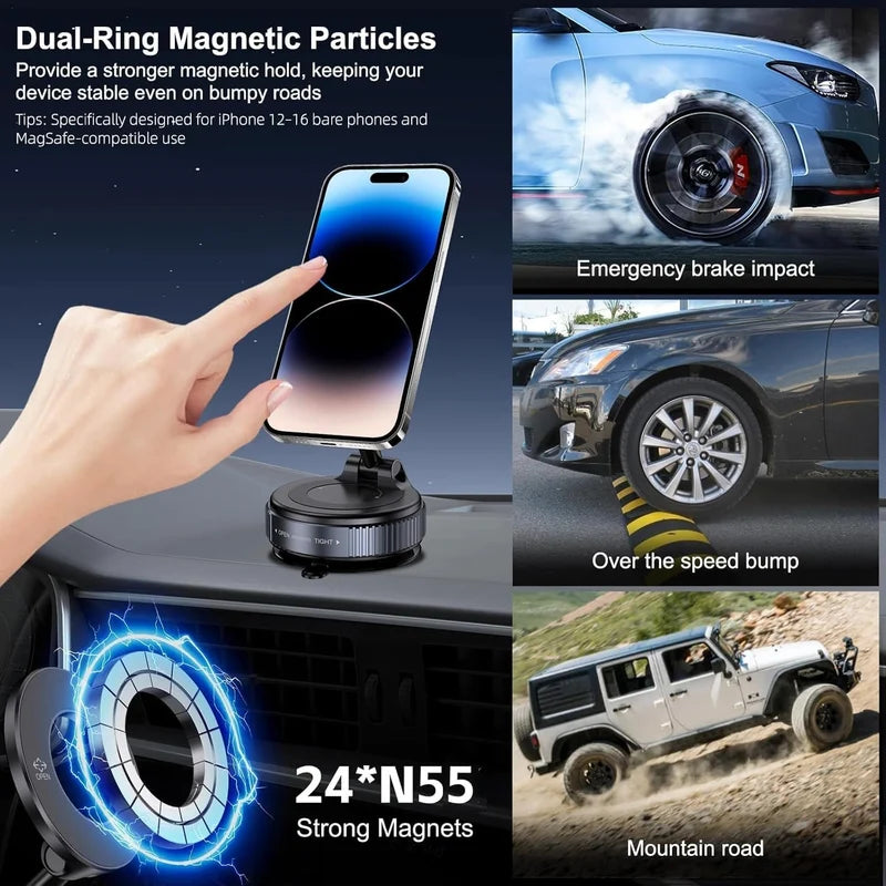 MagStik™ Magnetic Vacuum Phone Mount – Secure 360° Grip