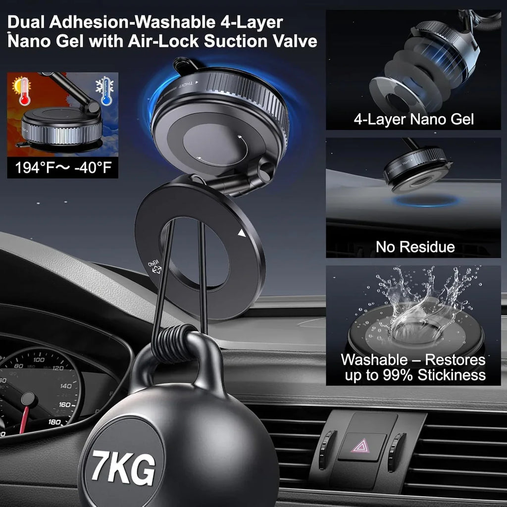 MagStik™ Magnetic Vacuum Phone Mount – Secure 360° Grip