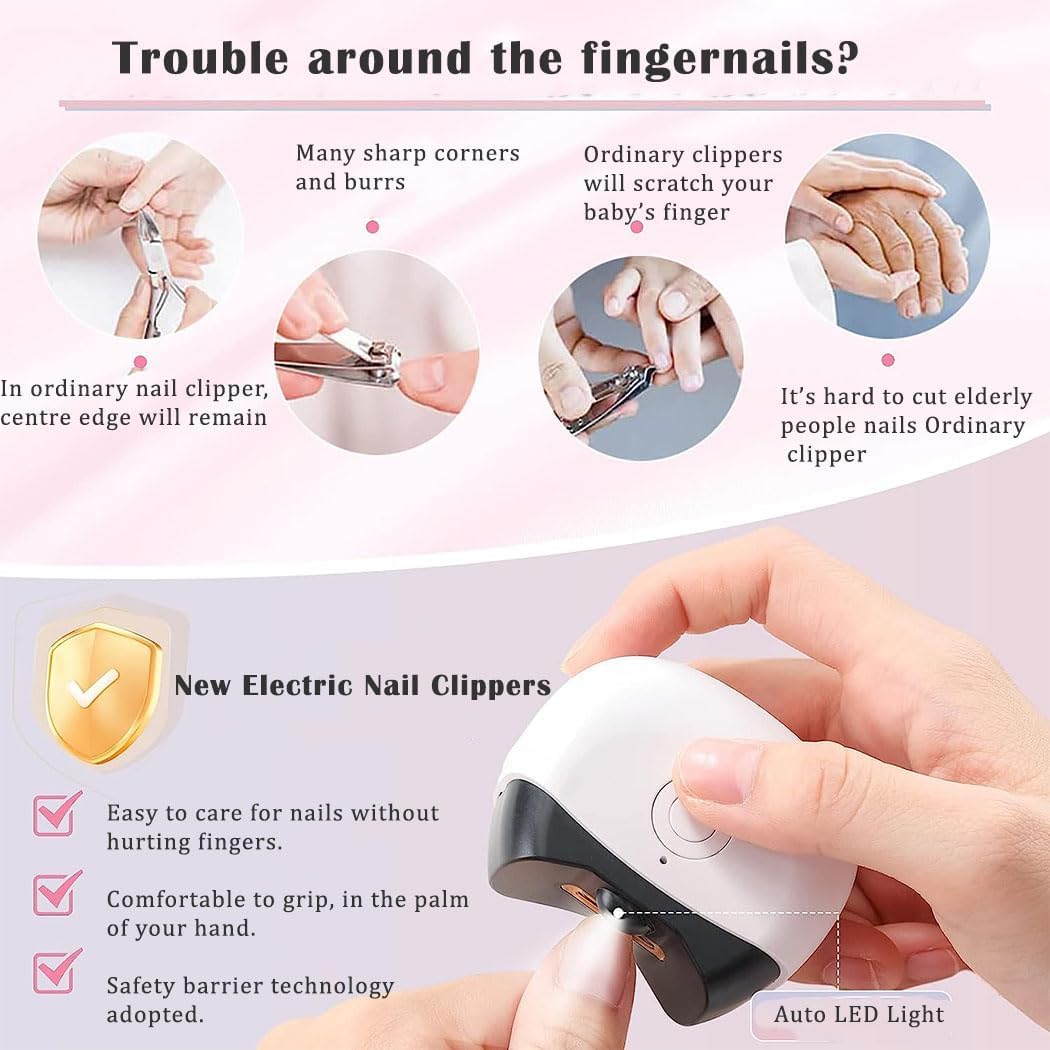 Portable Electric Nail Clipper & Polisher with LED Light