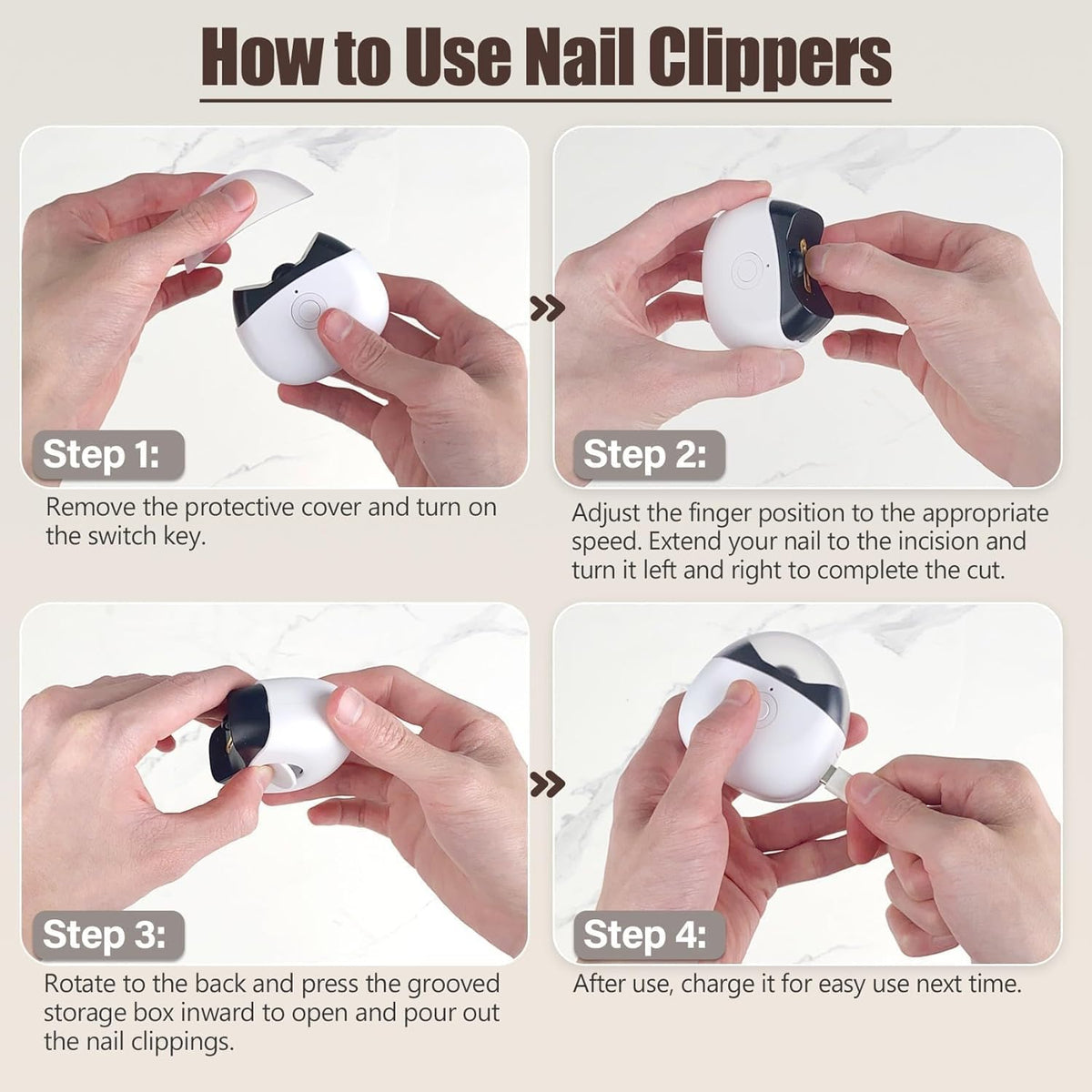 Portable Electric Nail Clipper & Polisher with LED Light